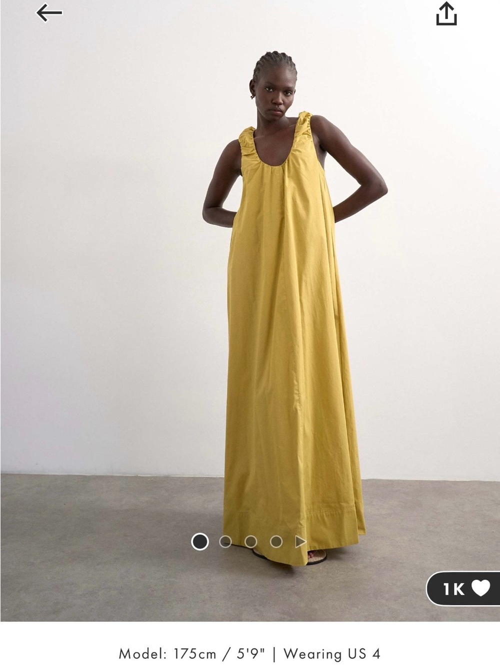 NWT TopShop poplin ruched neck maxi dress in green